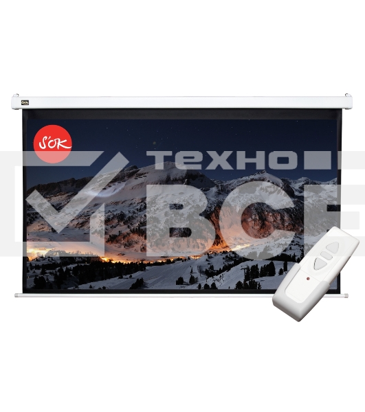 Экран Cinema S'OK SCPSM-370x208FG-ED90 16:9 167' Pro настенно-потолочный, моторизованный, 370x208см, фибергласс, белый корпус, экстрадроп 90см