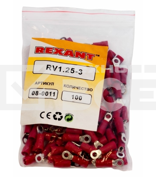 Наконечник кольцевой изолированный ø 3.2 мм 0.5-1.5 мм² (НКи 1.5-3/НКи 1,25-3) красный Rexant