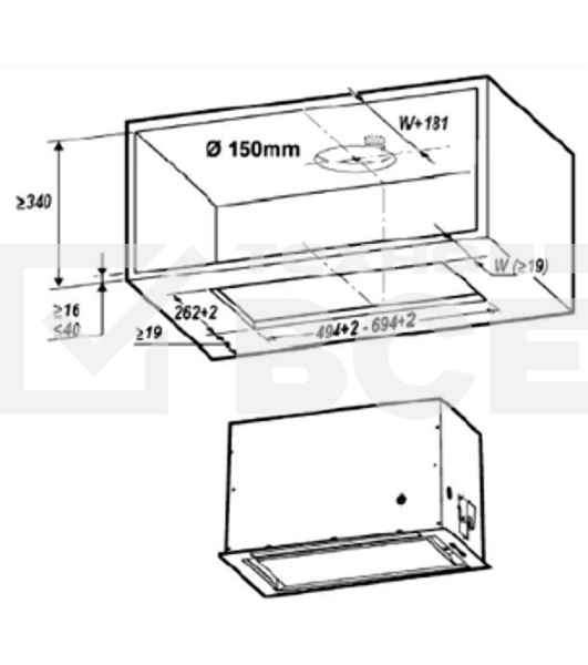 Вытяжка встраиваемая Elica LANE IX/A/52 нержавеющая сталь управление: кнопочное (1 мотор)