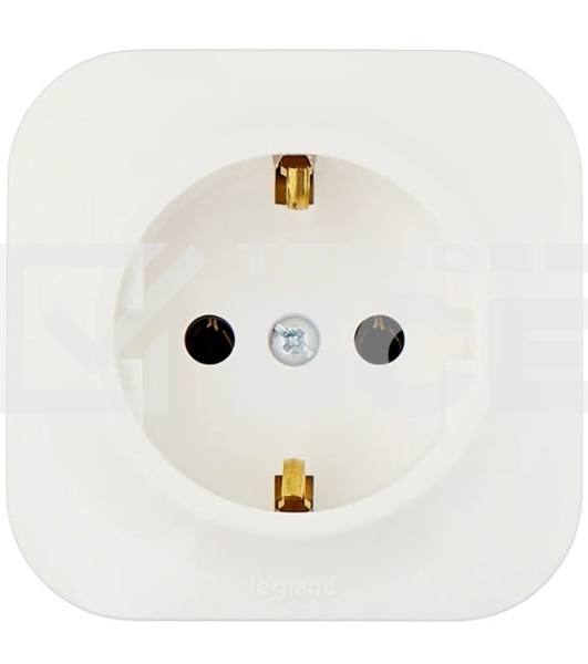 Розетка с заземлением с защитными шторками (Белая) Legrand 782220