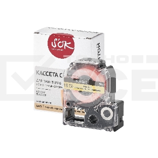 Кассета с лентой S'OK by Sakura Printing K5DBF для Epson, черный на флуоресцентном оранжевом, 18мм/5м