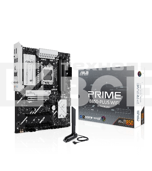Материнская плата ASUS PRIME B850-PLUS WIFI, AM5, AMD B850, 4xDDR5, 4xSATA, 3xM.2, 1xPCIe 5.0 x16, 1xPCIe 4.0 x16, 2xPCIe 3.0 x1, 1xDP, 1xHDMI, 1x2.5Gb LAN, Wi-Fi 6E, Bluetooth 5.3, 4xUSB-A 10Gbps, 1xUSB-C 10Gbps, 2xUSB-A 5Gbps, 2xUSB-A 2.0, 3x3.5 мм, 7.1
