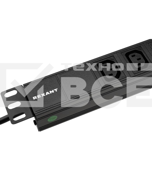 Блок распределения питания Rexant для 19' шкафов, горизонтальный, 8 розеток C13, 10A, без выкл, алюм корп, шнур 2м, вилка C14