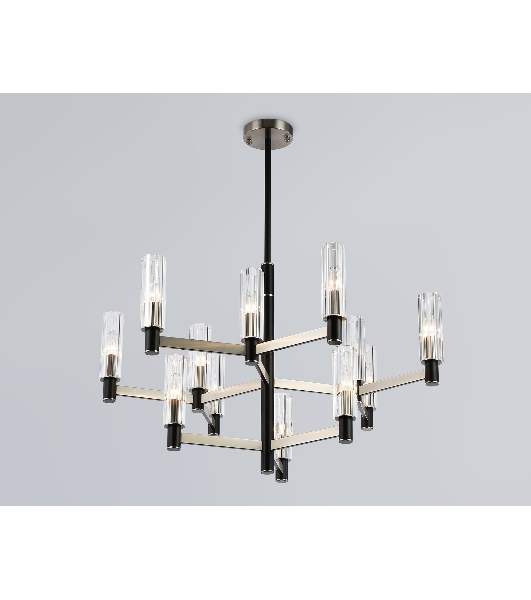 Люстра Ambrella light LH55505/12 SN/BK/CL сатин никель/черный/прозрачный E14*12 max 40W D860*905
