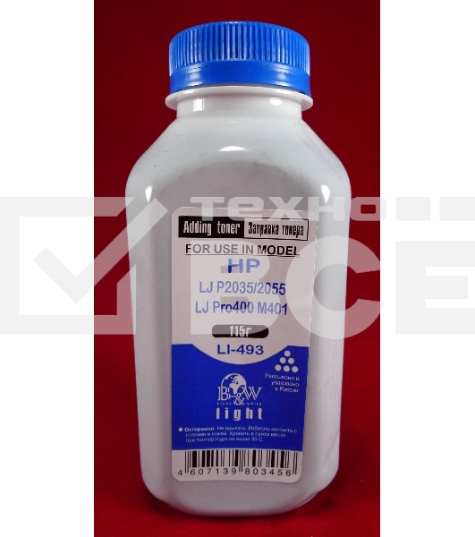 Тонер HP LJ P2035/2055/LJ Pro400 M401/M425 (флакон, 115г) B&W Light фас России