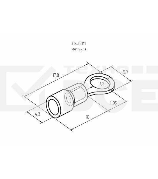 Наконечник кольцевой изолированный ø 3.2 мм 0.5-1.5 мм² (НКи 1.5-3/НКи 1,25-3) красный Rexant