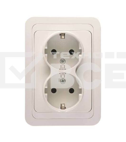 Розетка 2-м СП Mimoza 16А IP20 с заземл. бел./бел. Makel 12082