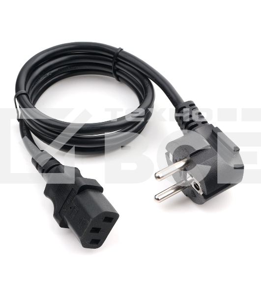 Кабель питания Cablexpert PC-186-VDE-1M, 1м, Schuko- C13, VDE, 10А, черный, с заземлением, пакет