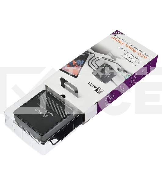 Сетевое зарядное устройство  ACD-P605U-V1B 60Вт,  5xUSB 1PD+1QC+3Smart, 3.6~20В/3А RTL