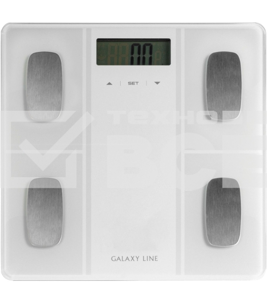 Весы напольные многофункциональные Galaxy Line GL 4854, белый, электронные, элемент питания типа «AAA», 2 шт в комплекте, сверхточная сенсорная электронная система, платформа из высокопрочного стекла, жидкокристаллический дисплей, максимально допустимый в