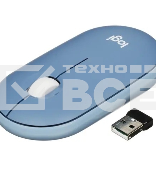 Мышь беспроводная Logitech Pebble M350 синий, 1000 dpi, радиоканал, Bluetooth, USB, кнопки - 3