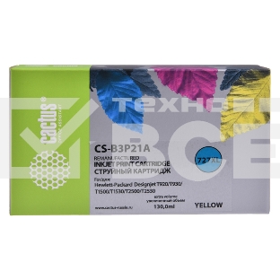 Картридж струйный Cactus CS-B3P21A №727 жёлтый (130 мл) для HP DJ T920/T1500/T2530