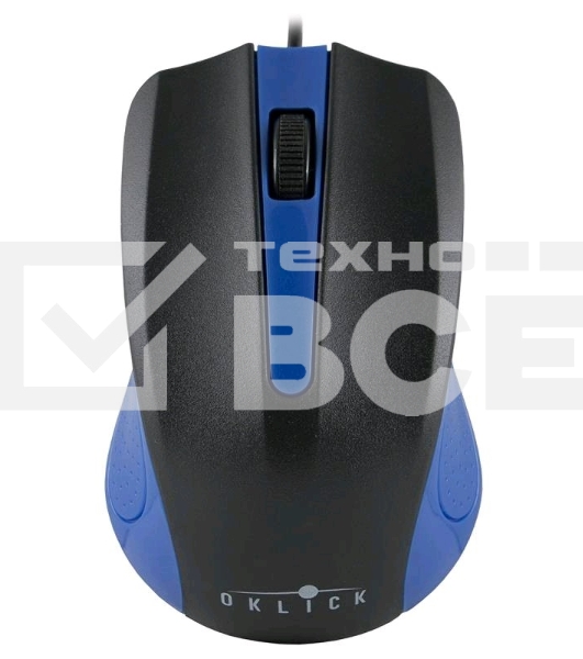 Мышь проводная Oklick 225M черный/синий, 1200 dpi, USB, кнопки - 3