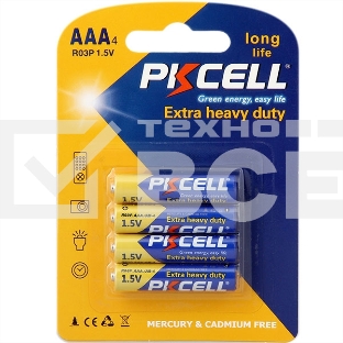 Солевой элемент питания PKCELL R03P-4B тип - AAА 4 шт в блистере