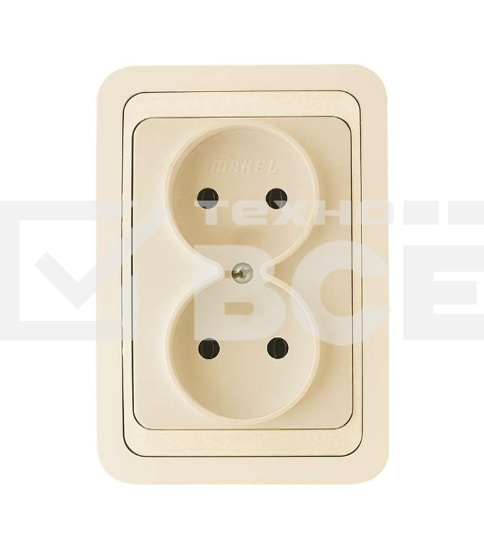 Розетка 2-м СП Mimoza 16А IP20 без заземл. крем/крем. Makel 25017