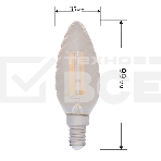 Лампа светодиодная филаментная Rexant Витая свеча LCW35 7.5 Вт 600 Лм 2400K E14 золотистая колба, фото3
