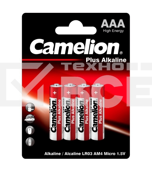 Элемент питания алкалиновый Camelion LR LR03 BL-4 (блист.4шт) 7369 1.5 В