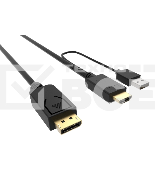 Кабель аудио-видео Buro HDMI (m)/DisplayPort (m) 2м. Позолоченные контакты черный (HDMI-DP-2M)