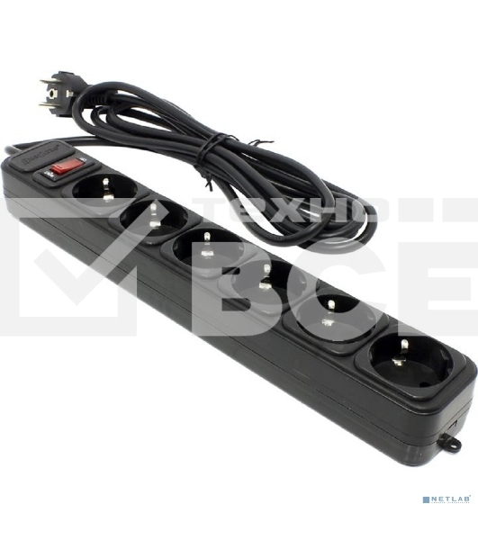 Сетевой фильтр ExeGate EX266864RUS SP-6-1.5B (6 розеток, 1.5м, евровилка, черный)