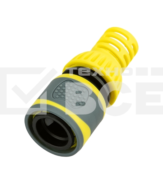 Коннектор для шланга, быстросъемный 3/4' с аквастопом, термопластичной резиной и защитой от перегибов Профи ЧЕТЫРЕ СЕЗОНА