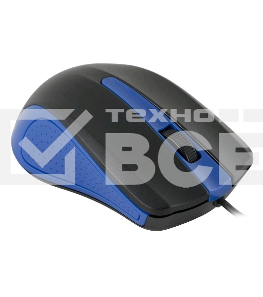 Мышь проводная Oklick 225M черный/синий, 1200 dpi, USB, кнопки - 3