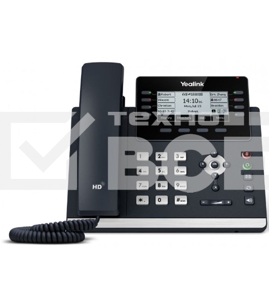 Ip-телфон YEALINK SIP-T43U, 12 аккаунтов, BLF, PoE, GigE, без БП, шт