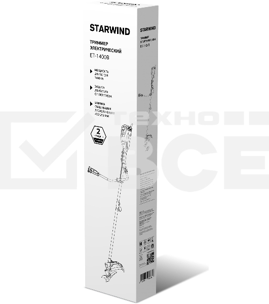 Триммер электрический Starwind ET-1400B 1400Вт разбор.штан. реж.эл.:леска/нож упак.:1шт.