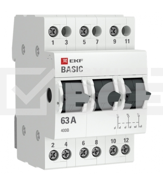 Переключатель трехпозиционный 3п 63А Basic EKF tps-3-63