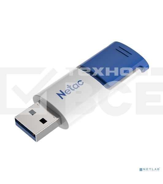 Флеш диск Netac U182 Blue 64Gb <NT03U182N-064G-30BL>, USB3.0, сдвижной корпус, пластиковая бело-синяя