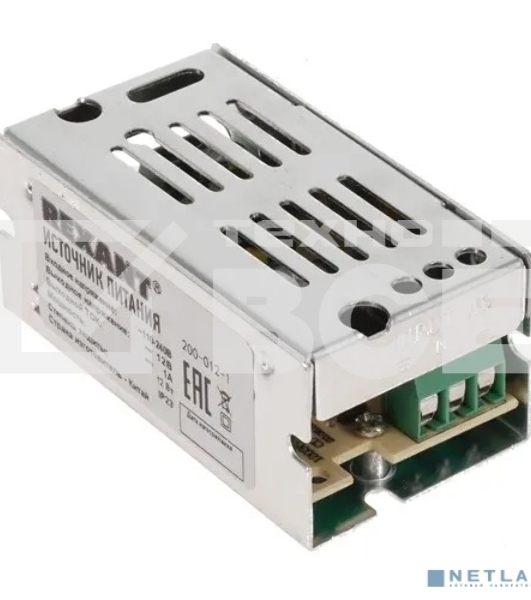 Источник питания 220 V AC/12 V DC 1 A 12 W с разъемами под винт, без влагозащиты (IP23)