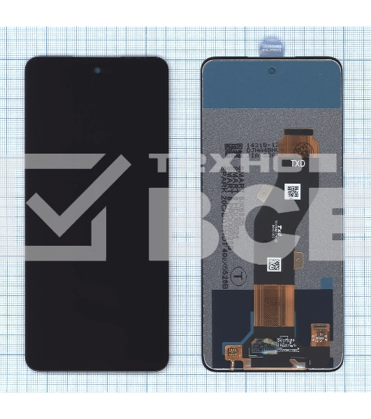Дисплей для Tecno Spark 20C (BG7n) в сборе с тачскрином черный