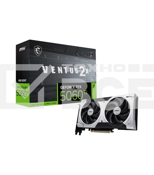 Видеокарта MSI PCI-E 5.0 RTX 5060 Ti 8G VENTUS 2X PLUS NVIDIA GeForce RTX 5060TI 8Gb 128bit GDDR7 2617/28000 HDMIx1 DPx3 HDCP Ret