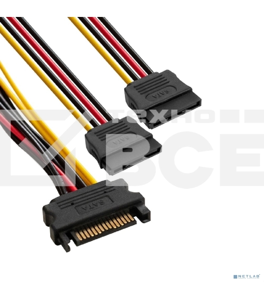 Кабель питания SATA ExeGate EX-CC-SATAM2F-0.15 (15pin M/2x15pinF, 0,15м)