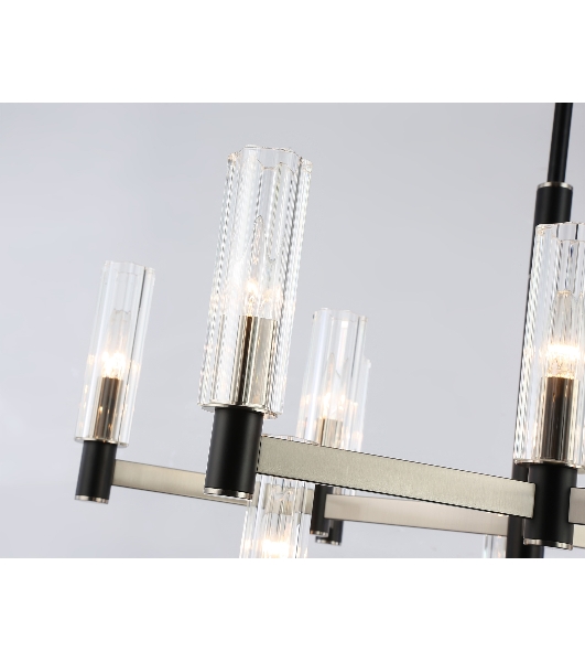 Люстра Ambrella light LH55505/12 SN/BK/CL сатин никель/черный/прозрачный E14*12 max 40W D860*905