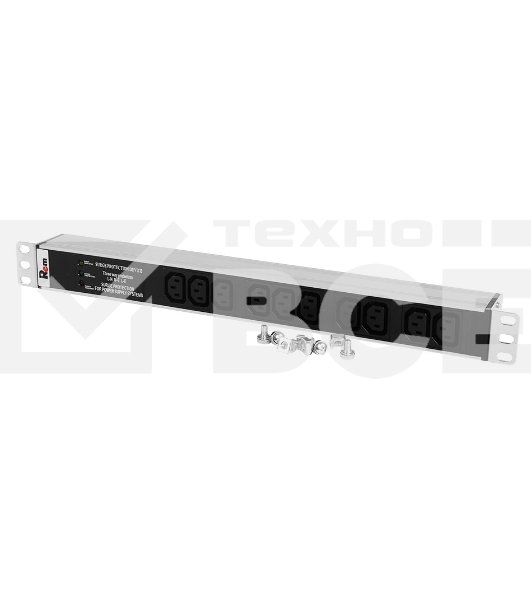 Блок розеток Rem-10 без шнура с фил. и инд., 10 IEC 60320 C13, вход IEC 60320 C14, 10A, алюм., 19