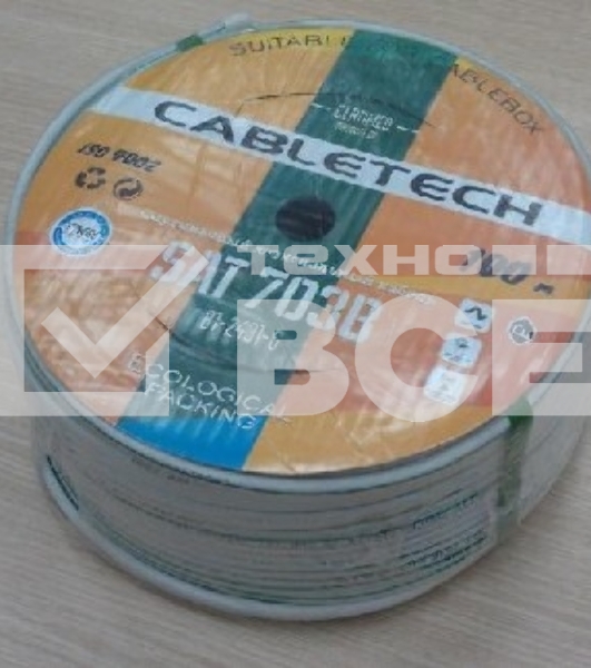 Кабель коаксиальный PROconnect CABLETECH (01-2431-6)SAT 703B+CU/Al/CU, 75 Ом, 100м., белый AT 703B+CU/Al/CU, 75 Ом, 100м., для установки спутниковой телевизионной системы, белый