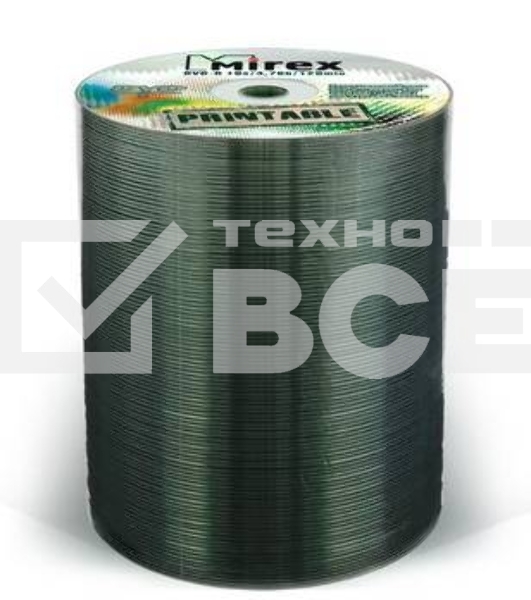 Диск DVD-R Mirex 4.7 Gb, 16x, Shrink (100 шт.), Ink Printable (100/500)