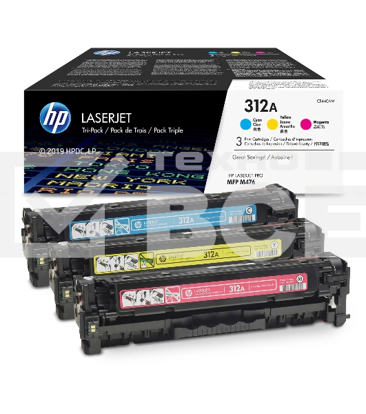 Картридж лазерный набор Hewlett-Packard 312A CF440AM голубой, желтый, пурпурный для HP CLJ Pro M476 2400стр.