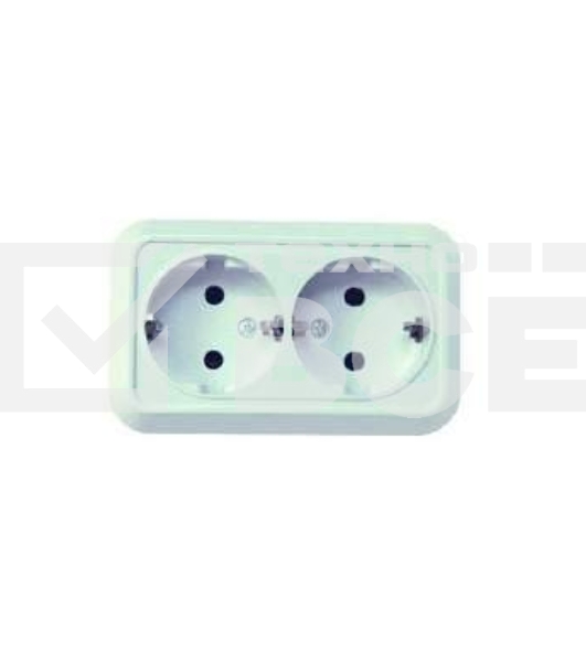 Розетка 2-м ОП 16А IP20 с заземл. крем Makel 45282
