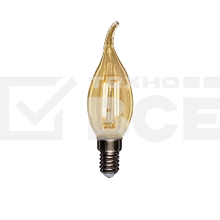 Лампа светодиодная филаментная Rexant Свеча на ветру CN37 9.5 Вт 950 Лм 2400K E14 золотистая колба
