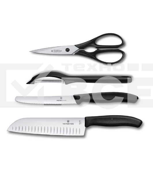 Набор ножей кухон. Victorinox Swiss Classic Kitchen (6.7133.4G) компл.:4шт черный подар.коробка