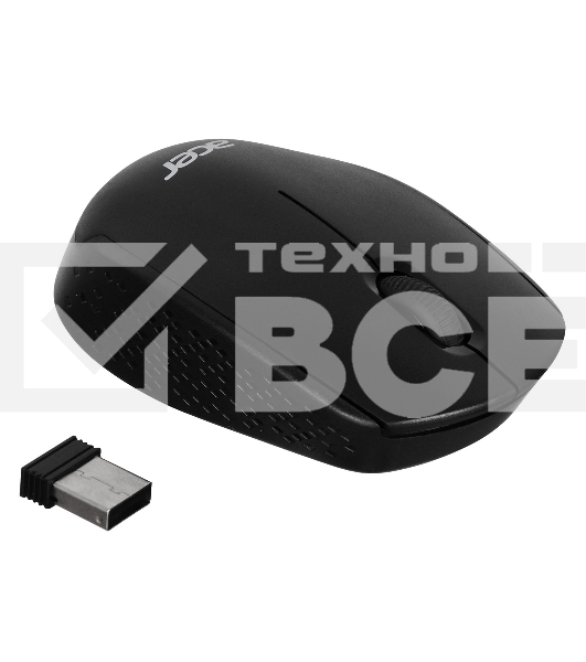 Мышь беспроводная Acer OMR020 черный, 1200 dpi, радиоканал, USB, кнопки - 3