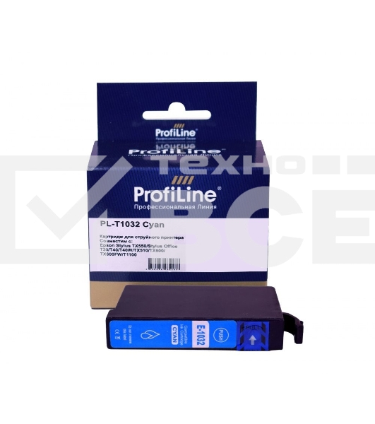 Струйный картридж PL-T1032 для принтеров Epson Stylus TX550/Stylus Office T30/T40/T40W/TX510/TX600/TX600FW/T1100 с чернилами Cyan 11,1 мл ProfiLine