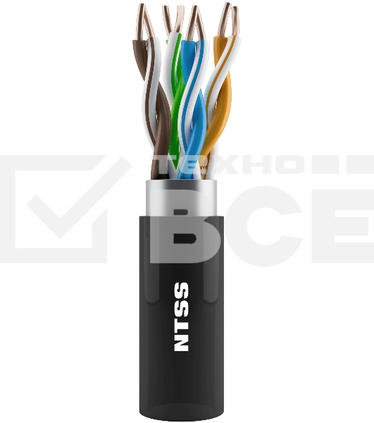 Кабель информационный NTSS NTSS-OUT-FTP4-5Е-PE-BL кат.5E F/UTP 4X2X24AWG PE внешний 305м черный