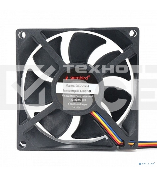Вентилятор для корпуса Gembird D8025HM-4 черный, 80 мм, 3000 об/мин, 32.35 дБ, 4 pin