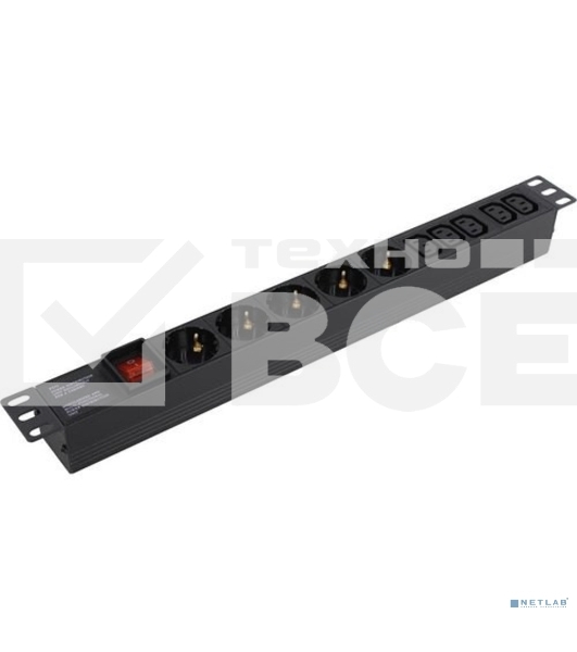 Блок розеток горизонтальный ExeGate ServerPro PDU-19H008 Al-5C135S-C14-SW, 19