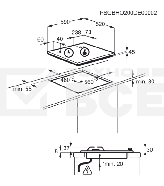 Газовая варочная панель Electrolux KGG6426K, независимая, черный