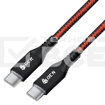 Кабель GCR 1.0m Type-C-C POWER DELIVERY 18 W, быстрая зарядка, текстиль красно-черный, AL case, GCR-56730, фото 1