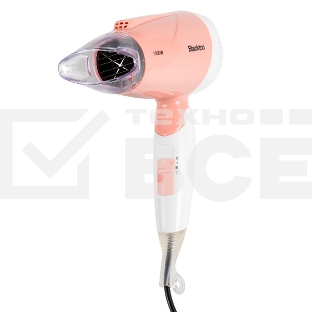 Фен Blackton Bt HD1001C White-Pink Мощность 1000 Вт, Напряжение 220 В, 50 Гц, Регулировка воздушного потока 2, Регулировка температуры 3, Складная ручка, Петля для подвешивания, Концентратор.