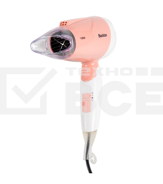Фен Blackton Bt HD1001C White-Pink Мощность 1000 Вт, Напряжение 220 В, 50 Гц, Регулировка воздушного потока 2, Регулировка температуры 3, Складная ручка, Петля для подвешивания, Концентратор.